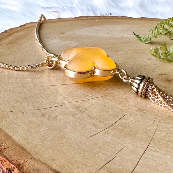 Vintage Alhambra Clover Motif Long Necklace Yellow & Gold Pendant Quatrefoil - Picture 2 of 3